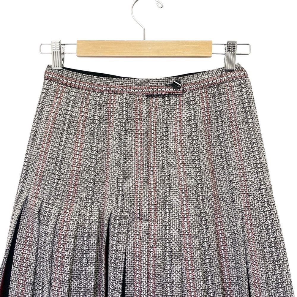 Vintage Wool Plaid Pleated Midi Skirt Red Black Cream VTG EU 38 US 8 Modern 2 - Picture 6 of 10